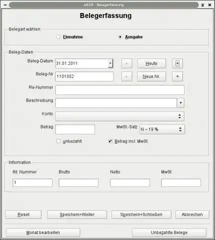 웹 도구 또는 웹 앱 다운로드 eEÜR mini Buchhaltung mit LibreOffice