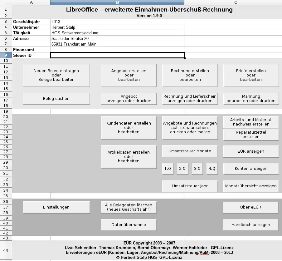 下载网络工具或网络应用程序 eEÜR mini Buchhaltung mit LibreOffice