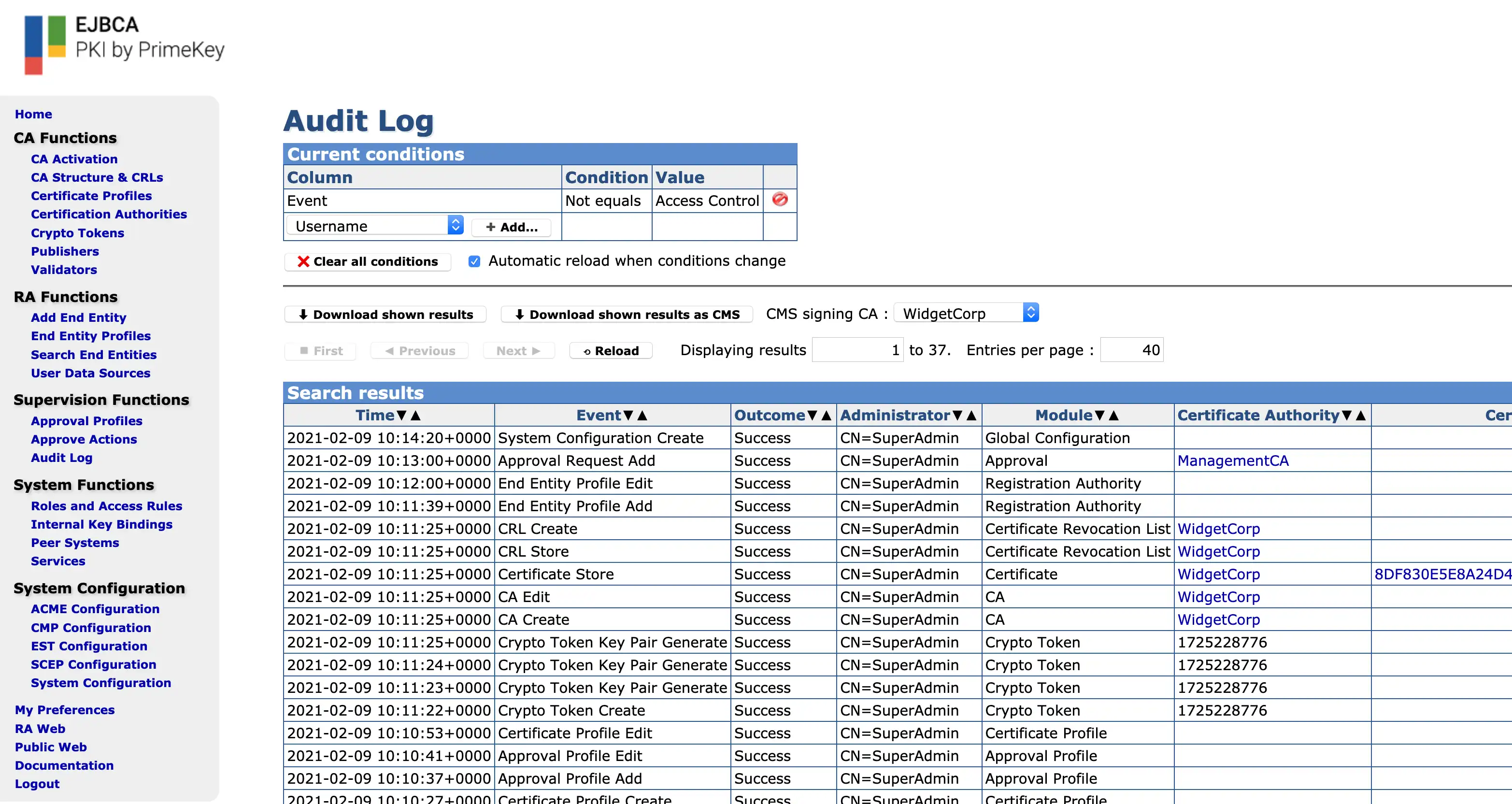 Scarica lo strumento web o l'app web EJBCA, JEE PKI Certificate Authority