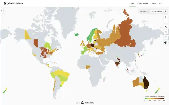 قم بتنزيل أداة الويب أو تطبيق الويب electricityMap