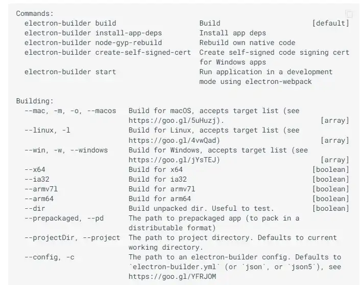 Descărcați instrumentul web sau aplicația web electron-builder