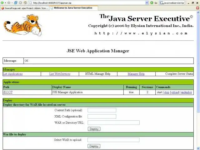 Télécharger l'outil Web ou l'application Web Elysian Java Server Executive