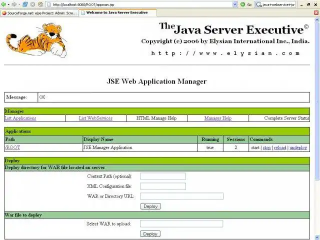 Download webtool of webapp Elysian Java Server Executive