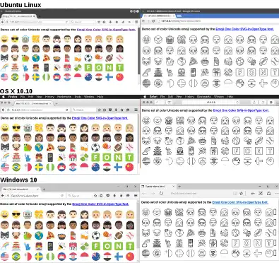 Загрузите веб-инструмент или веб-приложение EmojiOne Color SVGinOT Font