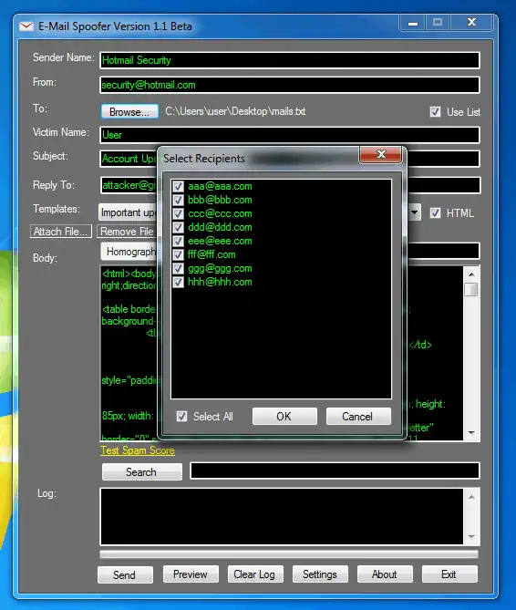 Download web tool or web app EMS - E-mail Spoofer