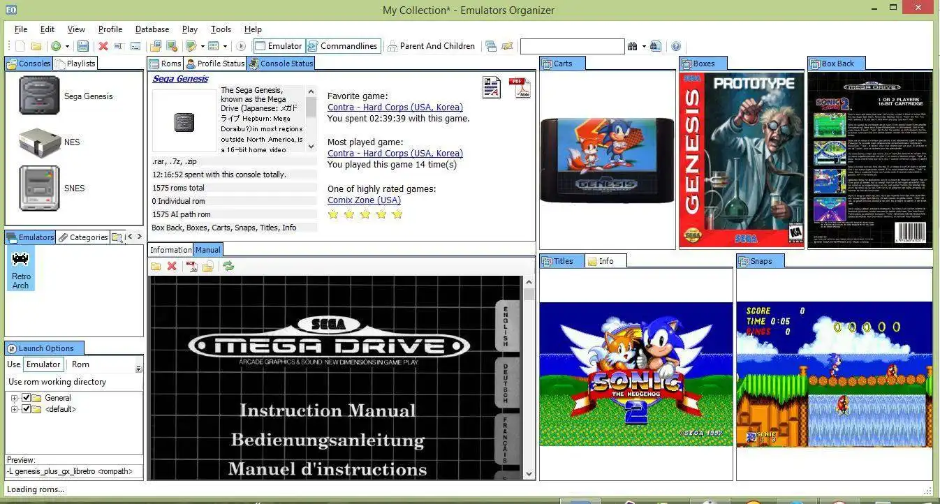 Download webtool of webapp Emulators Organizer om online in Windows online via Linux te draaien