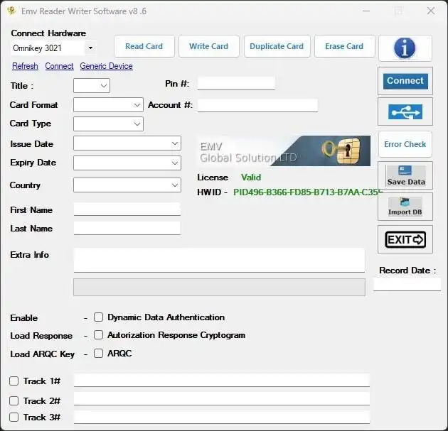 Download web tool or web app EMV Reader/Writer v8.6 ( EMV Software)