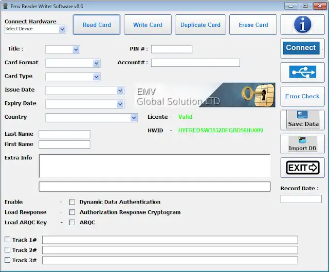 Baixe a ferramenta da web ou o aplicativo da web EMV READER/WRITER V8.6