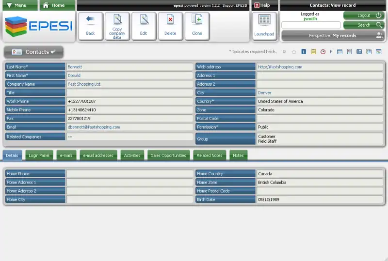 Téléchargez l'outil Web ou l'application Web Epesi BIM Free Open Source CRM