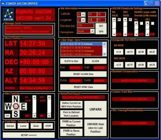 Загрузите веб-инструмент или веб-приложение EQMOD