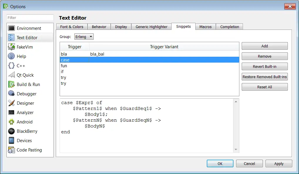 Mag-download ng web tool o web app Erlang Mode Para sa QtCreator