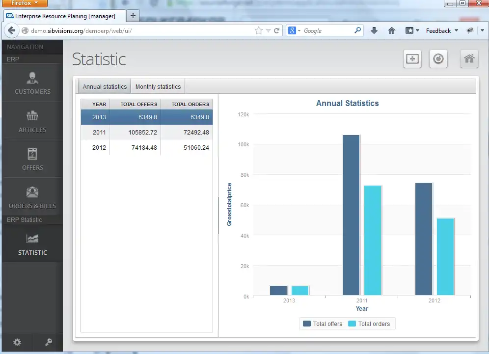 Download webtool of webapp ERP-demoapplicatie