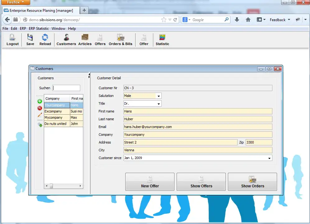 Download webtool of webapp ERP-demoapplicatie