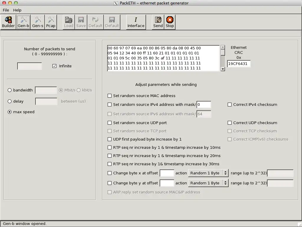 Download web tool or web app ethernet packet generator