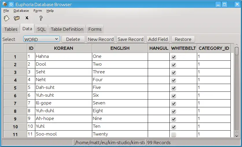 Download web tool or web app Euphoria Database Browser