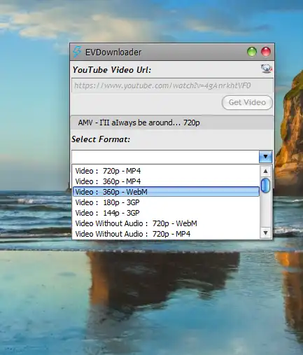 Unduh alat web atau aplikasi web EVDownloader