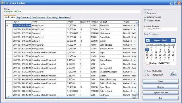 Téléchargez l'outil Web ou l'application Web Eve Income Analyzer pour l'exécuter sous Windows en ligne sur Linux en ligne