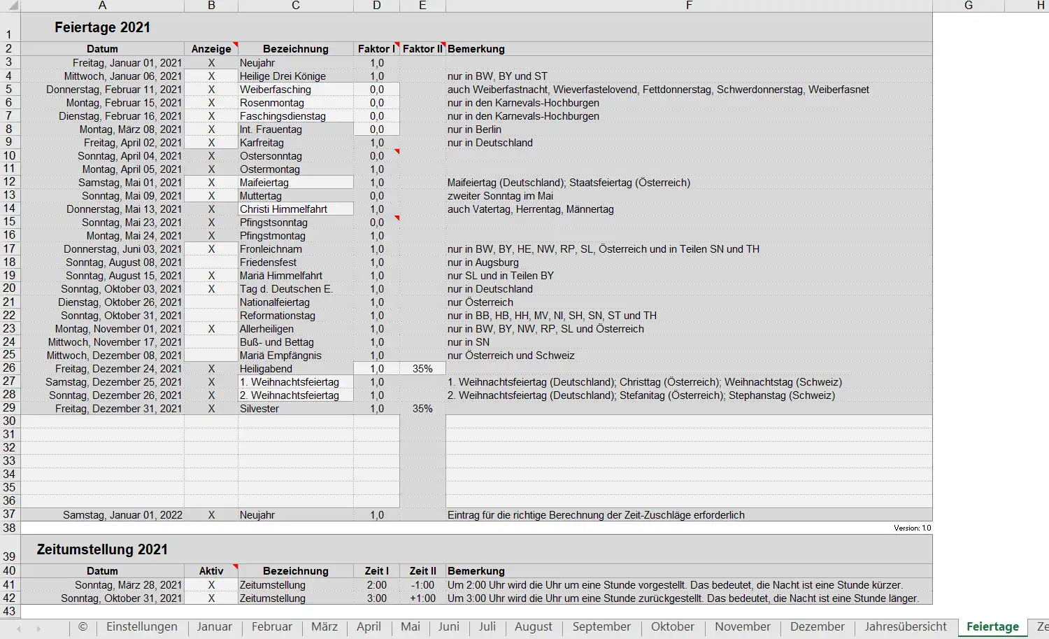 Mag-download ng web tool o web app EXCEL-ArbeitsZeitErfassung