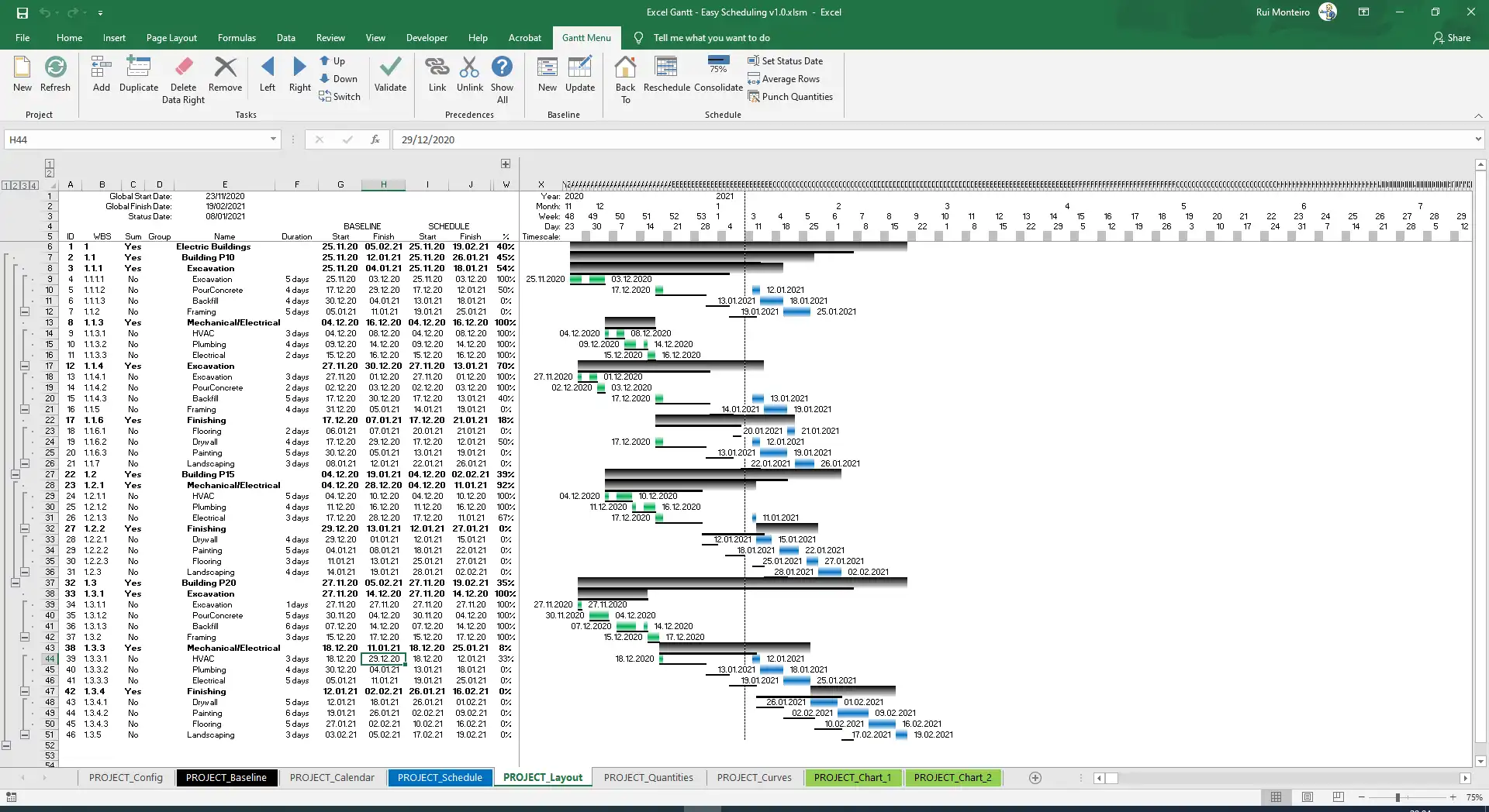 Laden Sie das Webtool oder die Web-App Excel Gantt . herunter