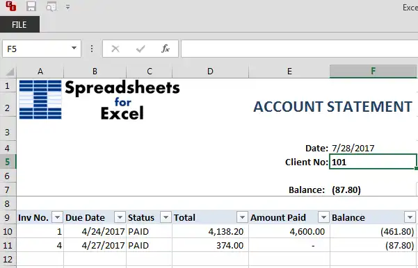 Download web tool or web app Excel Invoice