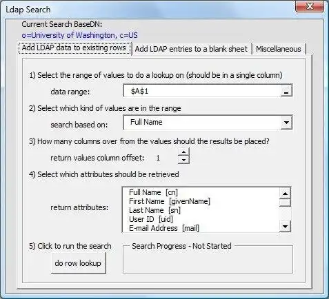 Download web tool or web app Excel LDAP Search