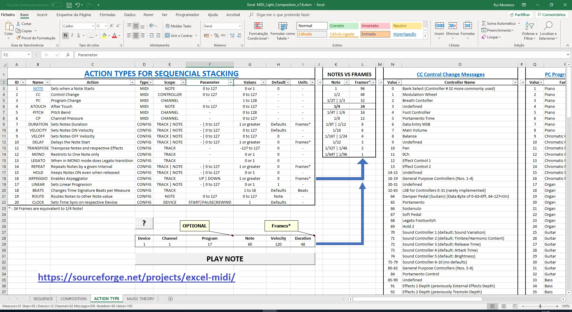 Unduh alat web atau aplikasi web Excel MIDI