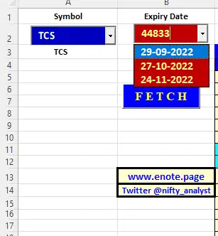 ดาวน์โหลดเครื่องมือบนเว็บหรือเว็บแอป Excel - NSE Stock Option Chain