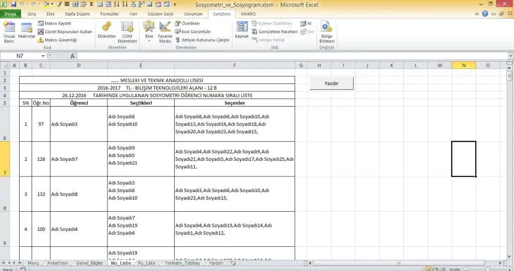 Download web tool or web app Excel Sosyometri ve Sosyogram Programı