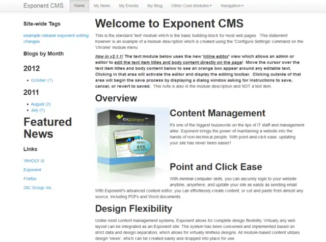 Descargue la herramienta web o la aplicación web Exponent CMS