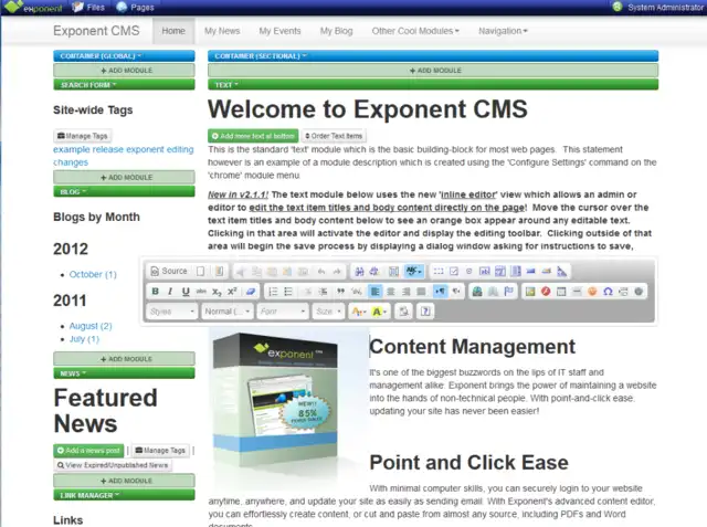قم بتنزيل أداة الويب أو تطبيق الويب Exponent CMS