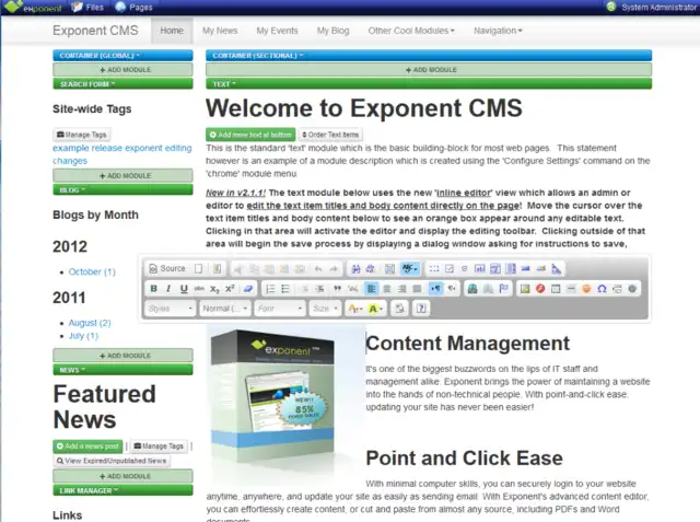 Descargue la herramienta web o la aplicación web Exponent CMS