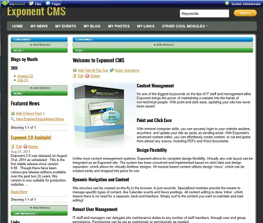 Mag-download ng web tool o web app Exponent CMS