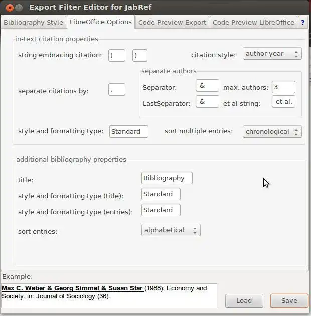 Download web tool or web app Export-Filter Editor for Jabref