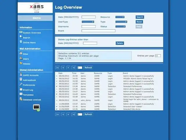 Download web tool or web app eXtended Account Management System XAMS