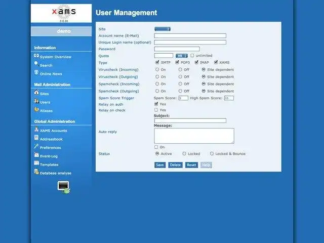 Download web tool or web app eXtended Account Management System XAMS
