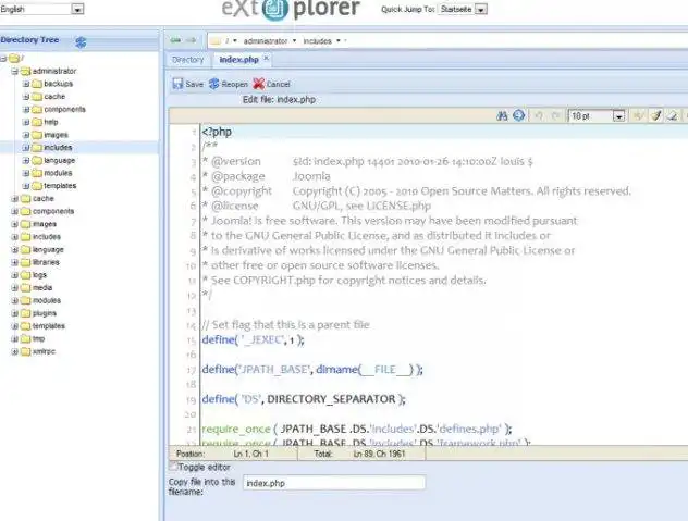 הורד כלי אינטרנט או יישום אינטרנט eXtplorer File Manager