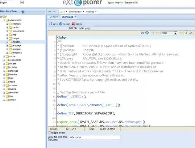 Download de webtool of webapp eXtplorer Bestandsbeheer