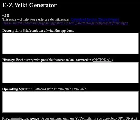 웹 도구 또는 웹 앱 EZ Wiki Generator 다운로드