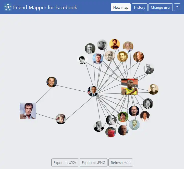 Web ツールまたは Web アプリ Facebook Friend Mapper をダウンロードする