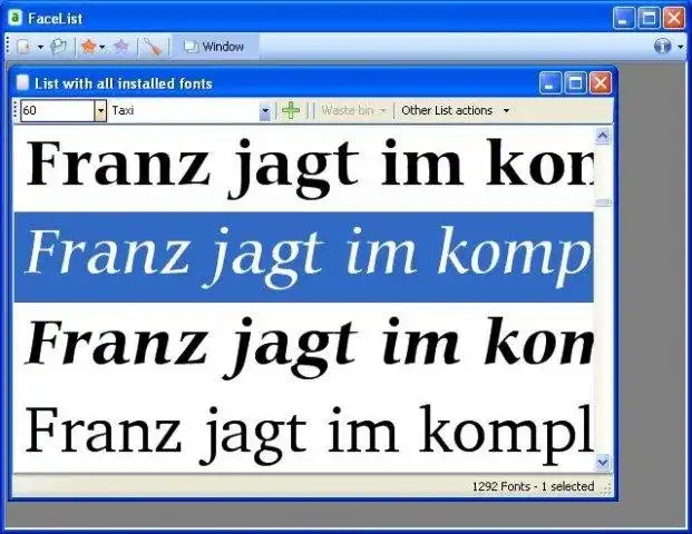 Pobierz narzędzie internetowe lub aplikację internetową FaceList Font Selector