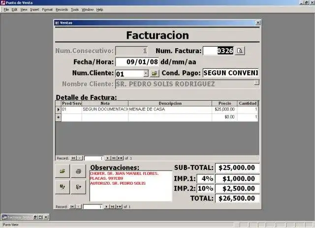 Download web tool or web app Factura Simple for MS-Access 2000