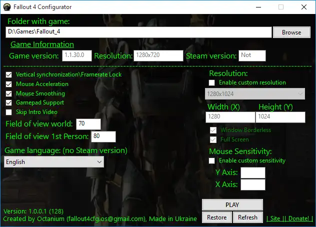 Baixe a ferramenta da web ou o aplicativo da web Fallout 4 Configurator para rodar no Windows online sobre o Linux online