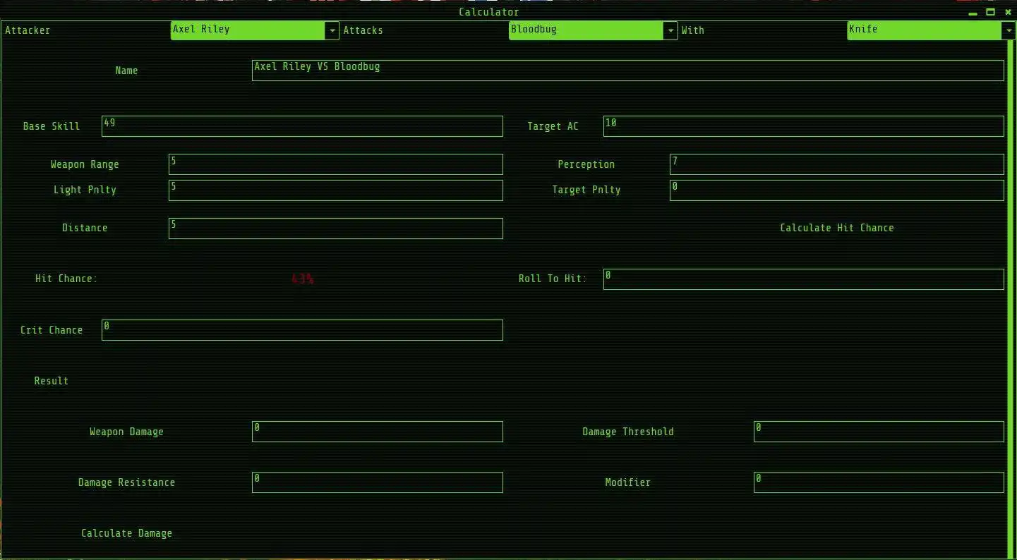 Download web tool or web app Fallout PnP Calculator to run in Windows online over Linux online