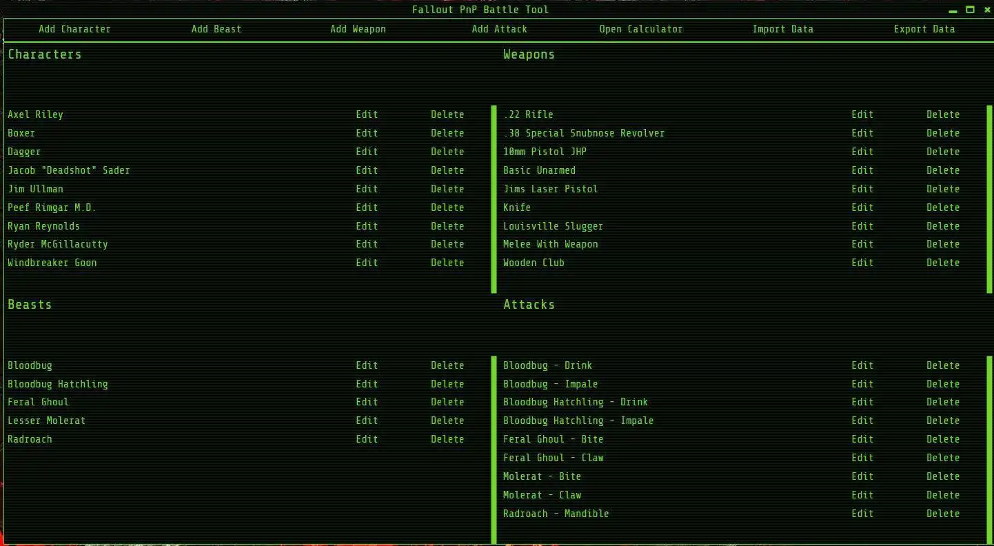 Download web tool or web app Fallout PnP Calculator to run in Windows online over Linux online