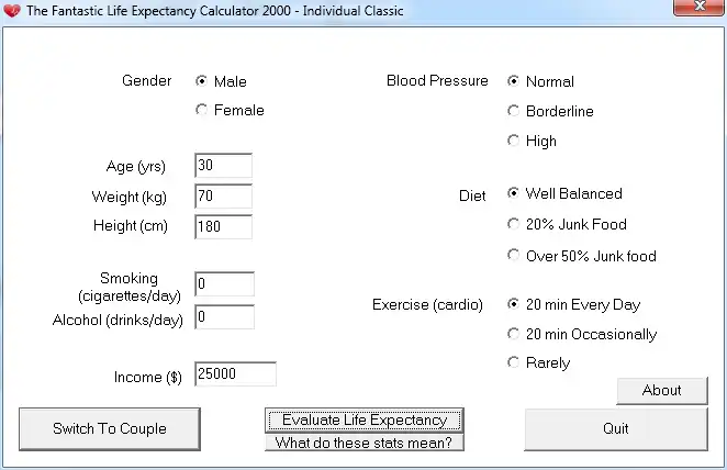 Download web tool or web app FantasticLifeExpectancyCalculator to run in Windows online over Linux online