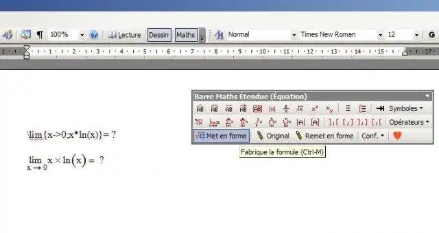 MS Word용 웹 도구 또는 웹 앱 Fast Math Formula Editor 다운로드