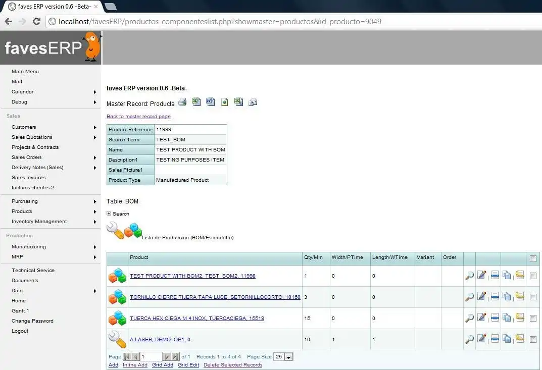 Download webtool of webapp faves-ERP Manufacturing