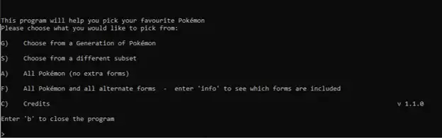 Download web tool or web app Favourite Pokemon Picker to run in Linux online