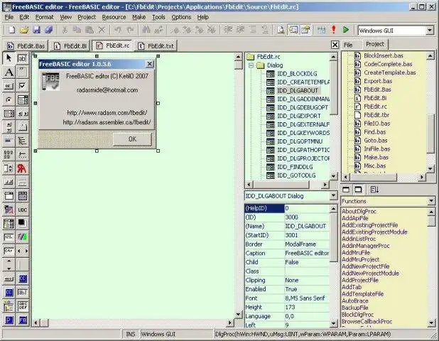 Завантажте веб-інструмент або веб-програму FbEdit FreeBASIC редактор коду