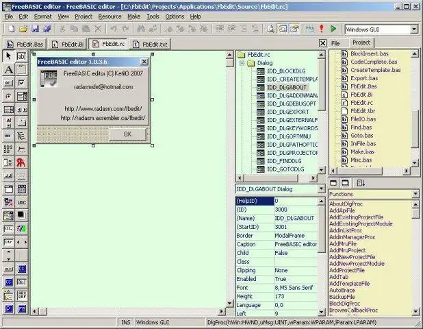 Download web tool or web app FbEdit FreeBASIC code editor